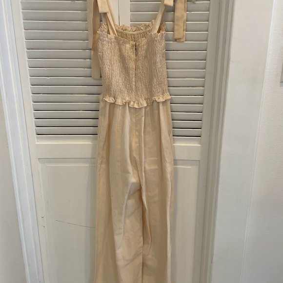 Rebecca Taylor Sleeveless Linen Smock Bow Jumpsuit - Picture 3 of 8